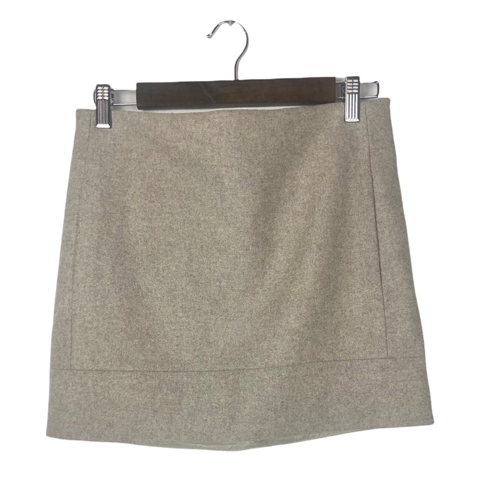 J. Crew Factory Light Brown Tan Double‎ Serge Mini Wool Skirt 2